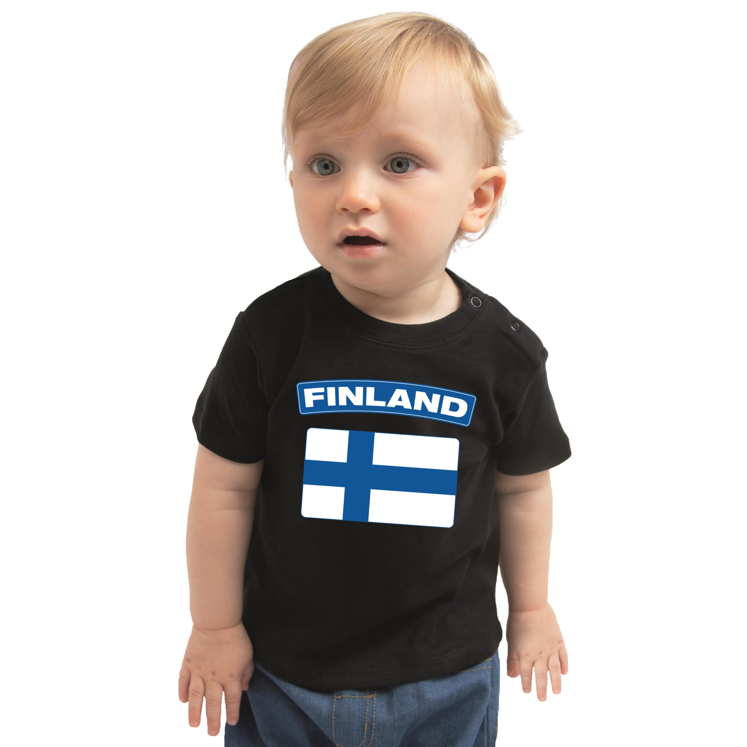 Finland t-shirt met vlag zwart voor babys