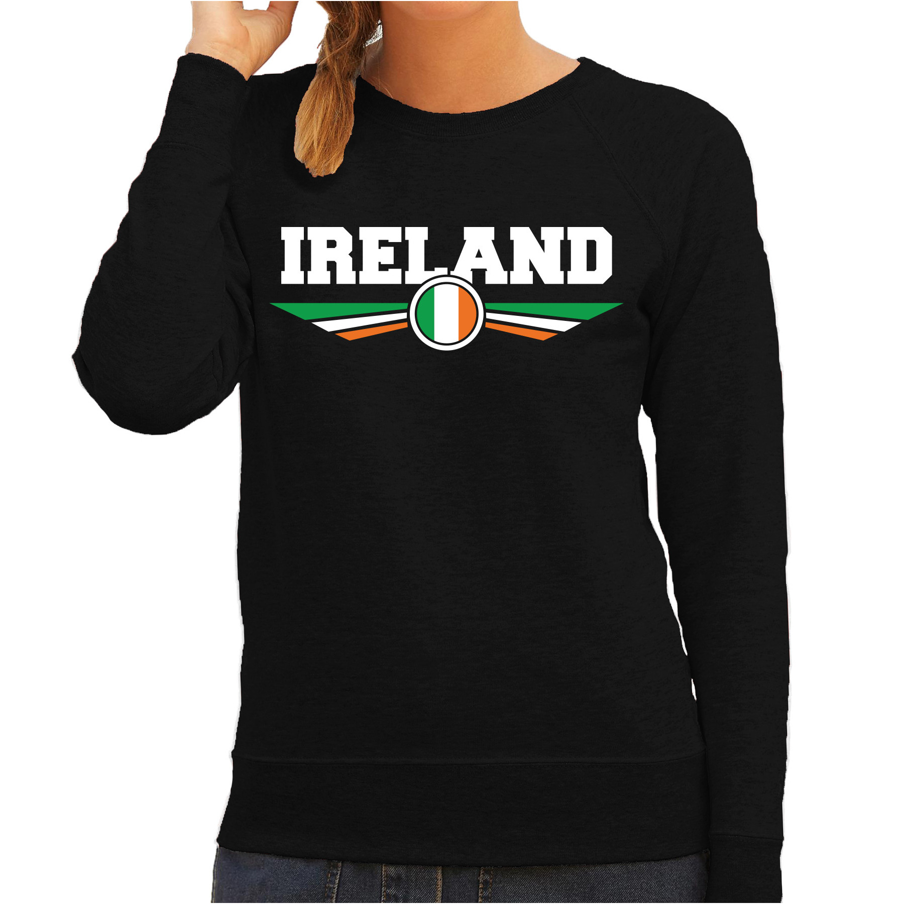 Sweater Ierland - zwart - dames - Ierse vlag trui - Ireland landen kleding