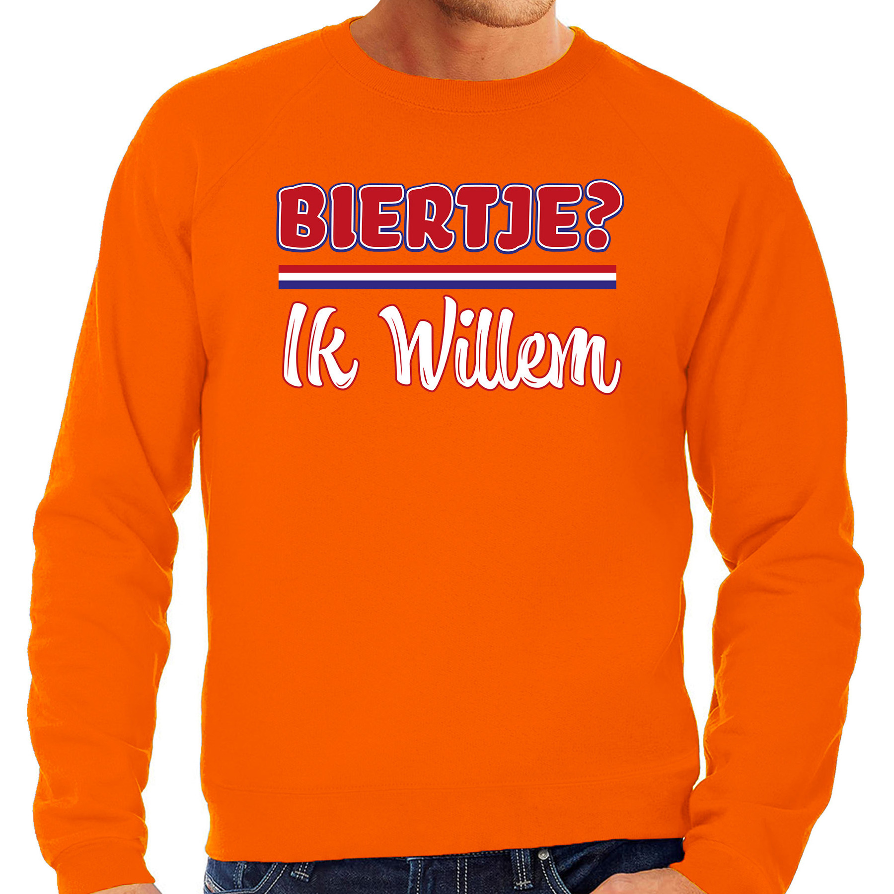 Oranje Koningsdag sweater - biertje? Ik willem - heren
