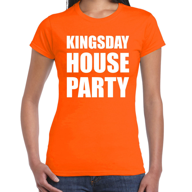 Koningsdag t-shirt Kingsday house party oranje voor dames