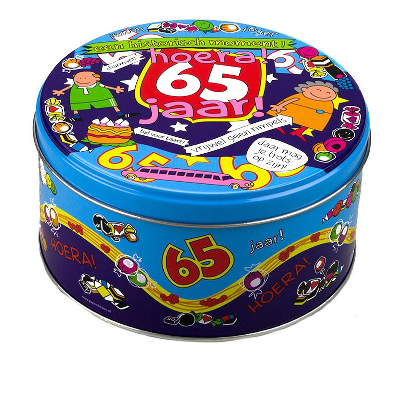 65 jaar snoeptrommel/voorraadtrommel - 14 x 7