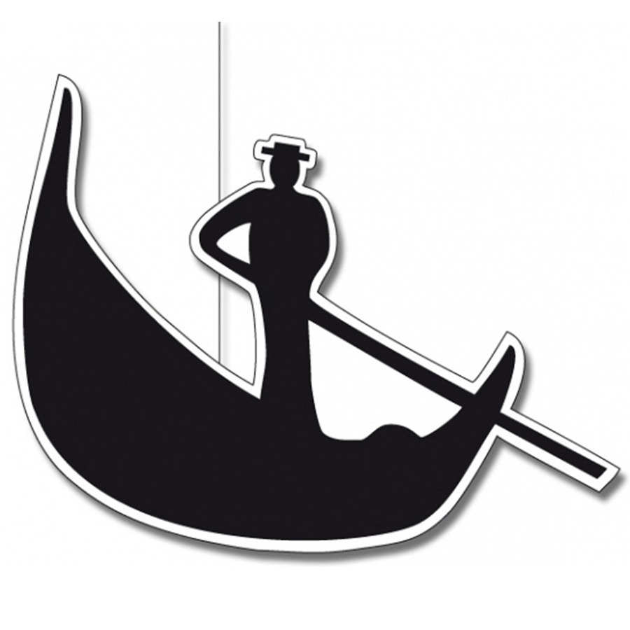 Italie/Italiaanse hangdecoratie gondel - zwart - 30 cm - Thema feestartikelen/versieringen