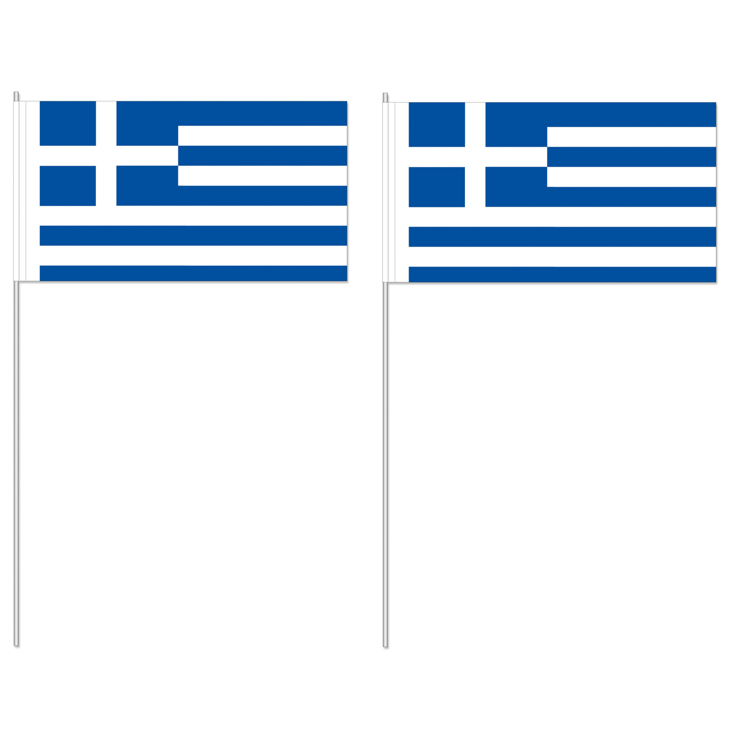 Griekenland zwaaivlaggetjes/handvlaggen - 12 x 24 cm - papier - stokje van 40 cm