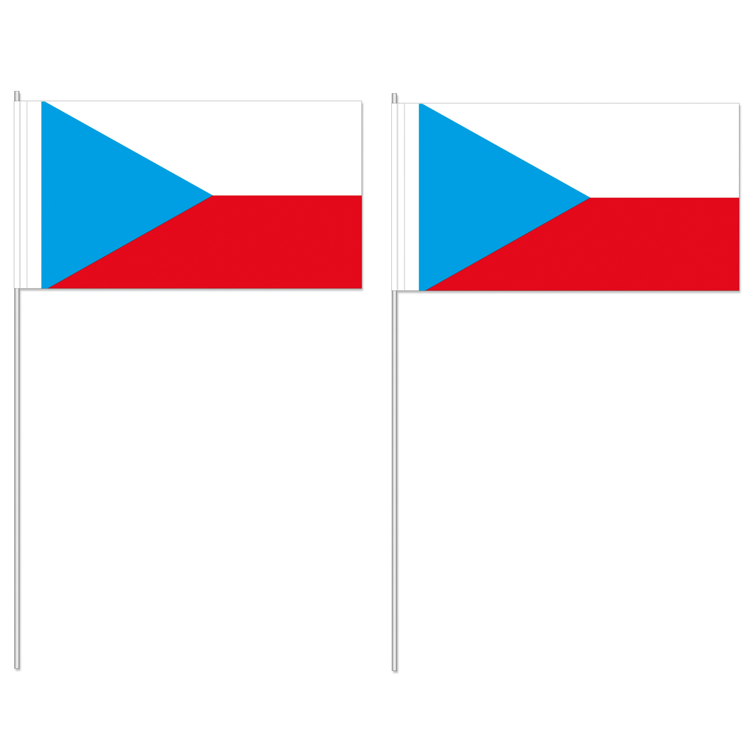 Zwaaivlaggetjes Tjechie - 12 x 24 cm - papier - landen versiering - supporters - stokje 40 cm