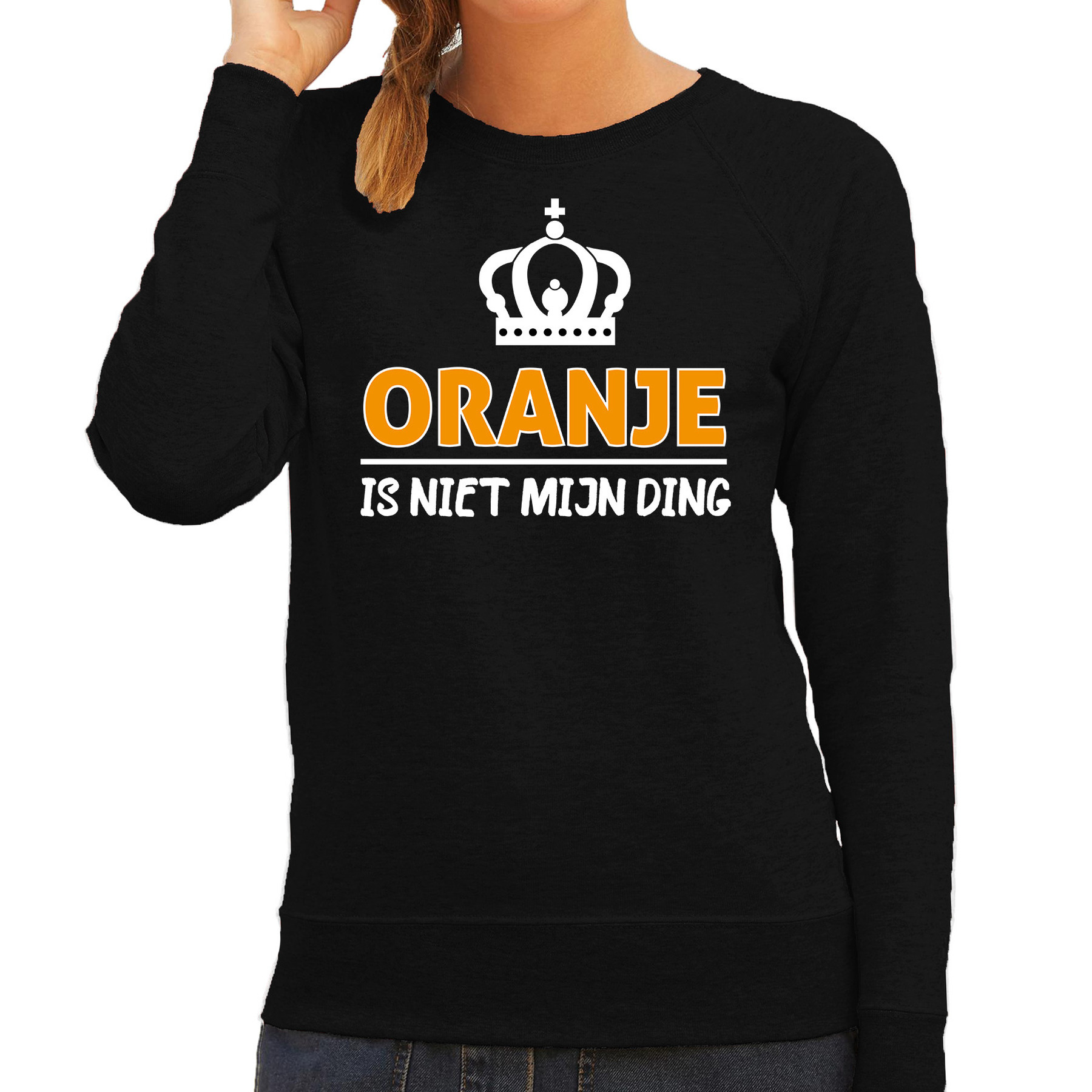 Koningsdag sweater - oranje is niet mijn ding - dames - zwart