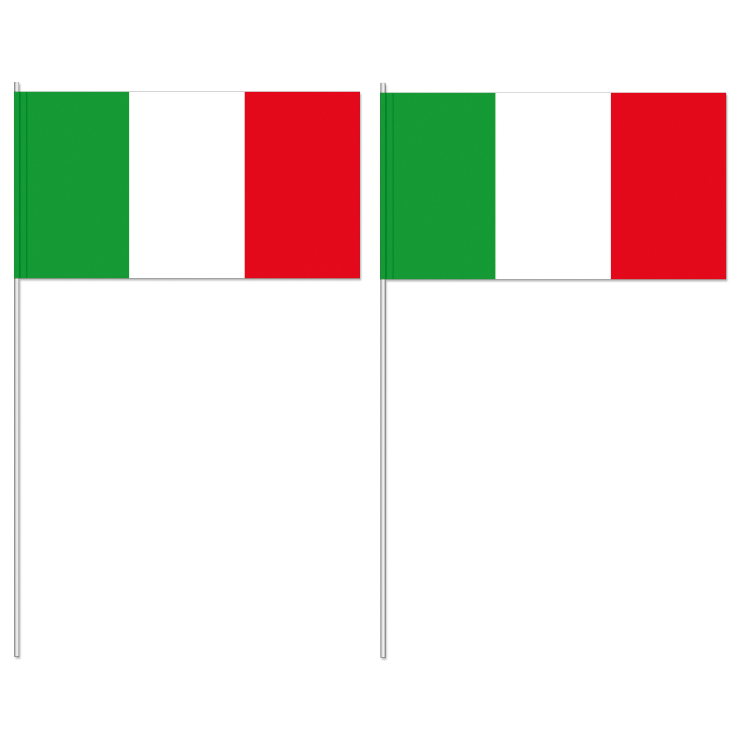 Zwaaivlaggetjes Italie vlag - 12 x 24 cm - papier/plastic - handvlaggetje