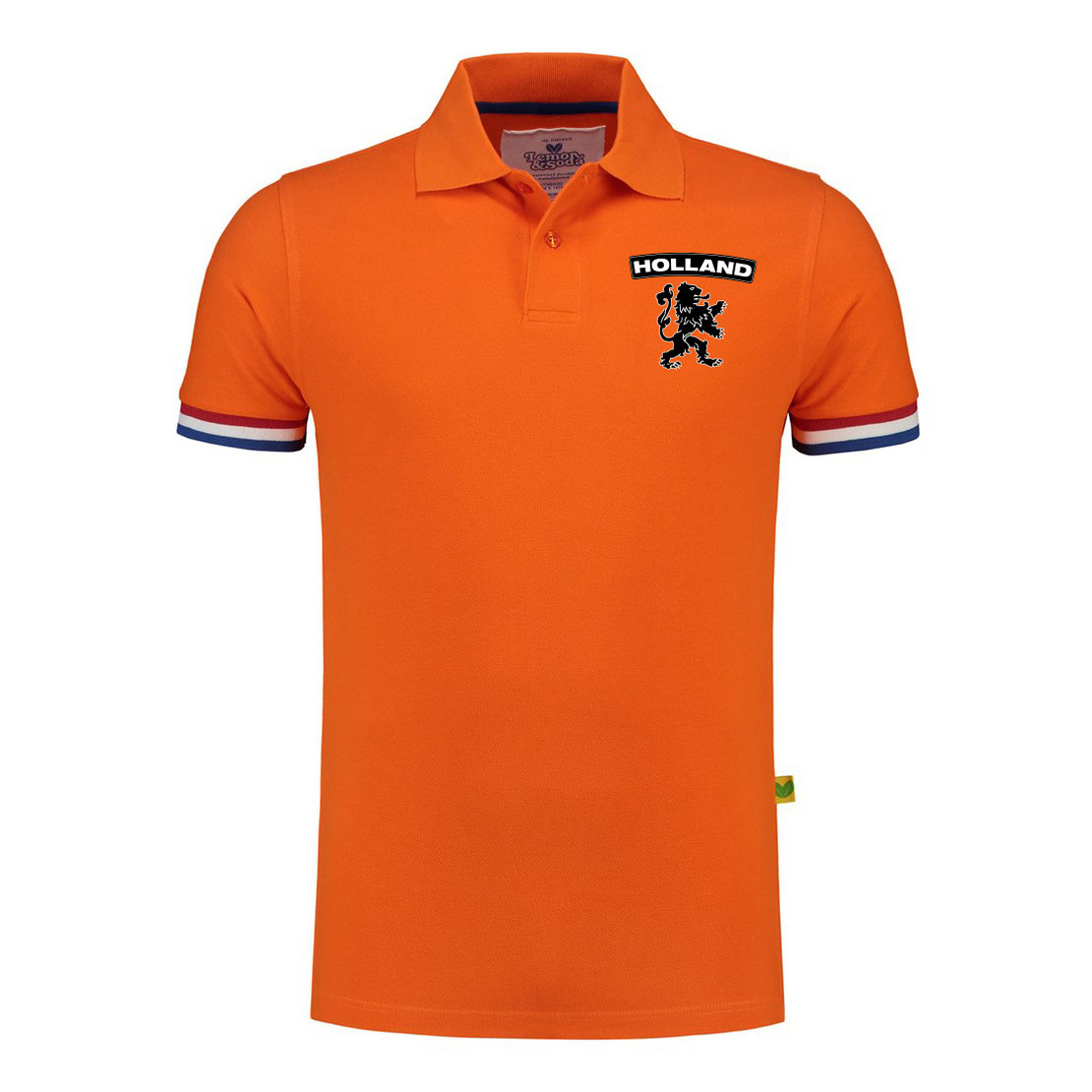 Luxe Holland supporter poloshirt - oranje - met leeuw op borst - heren - EK / WK