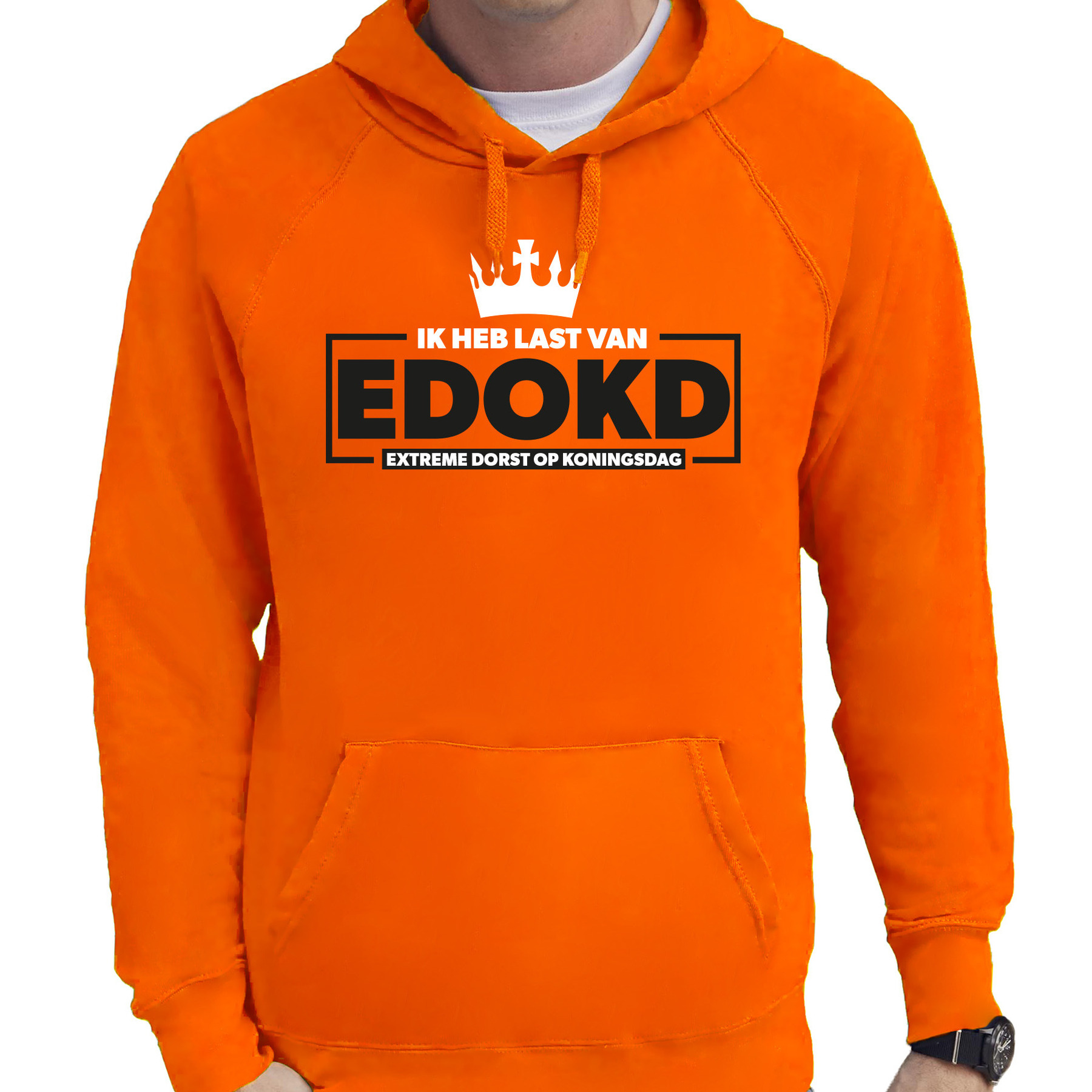 Koningsdag hoodie voor heren - extreme dorst op koningsdag - oranje - oranje feestkleding