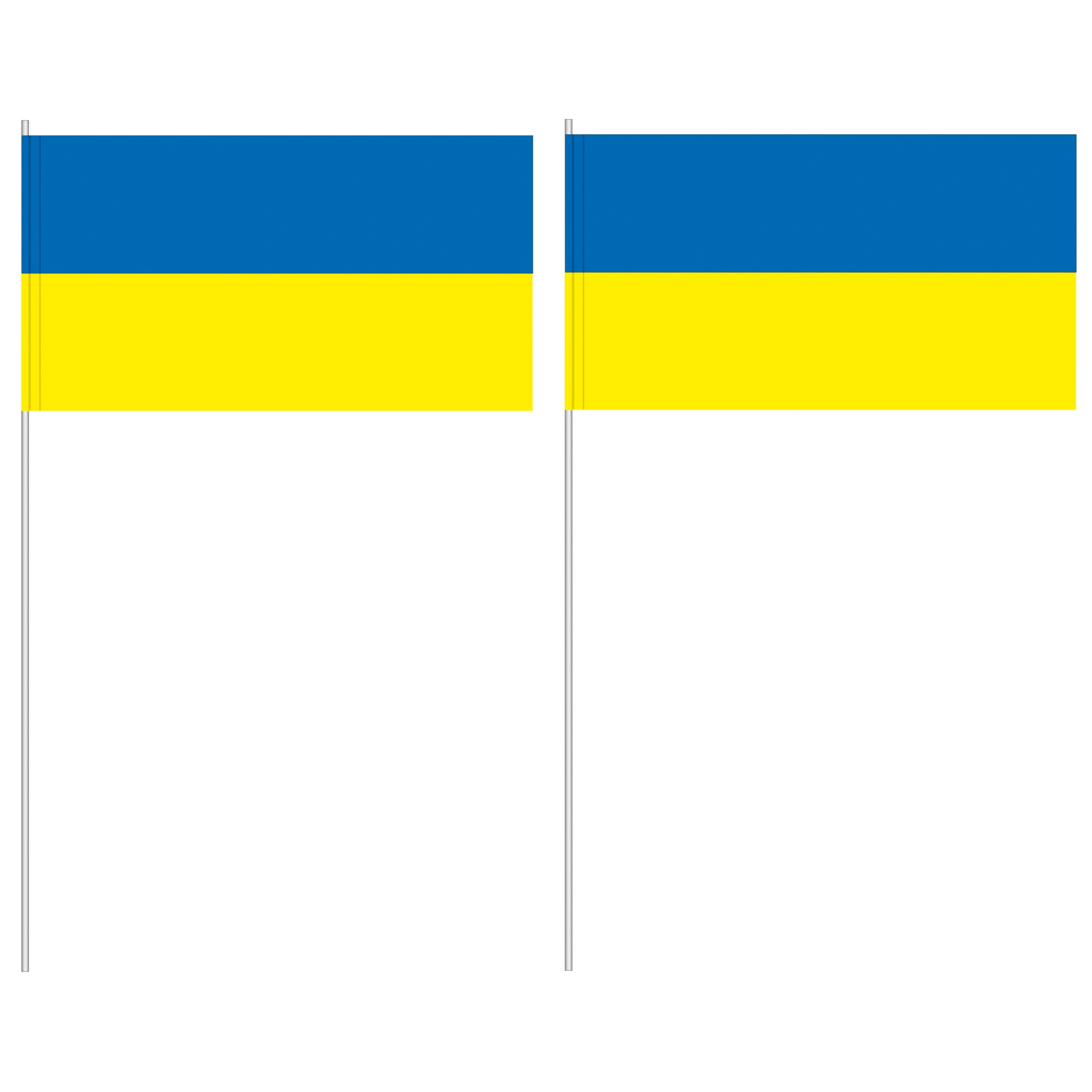 Zwaaivlaggetje Oekraine - 12 x 24 cm - stokje 40 cm - papier - handvlag - vlag