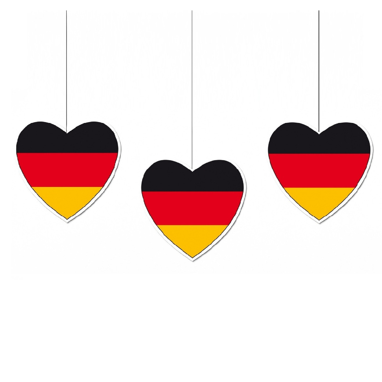 3x Decoratie harten vlag Duitsland 14 cm