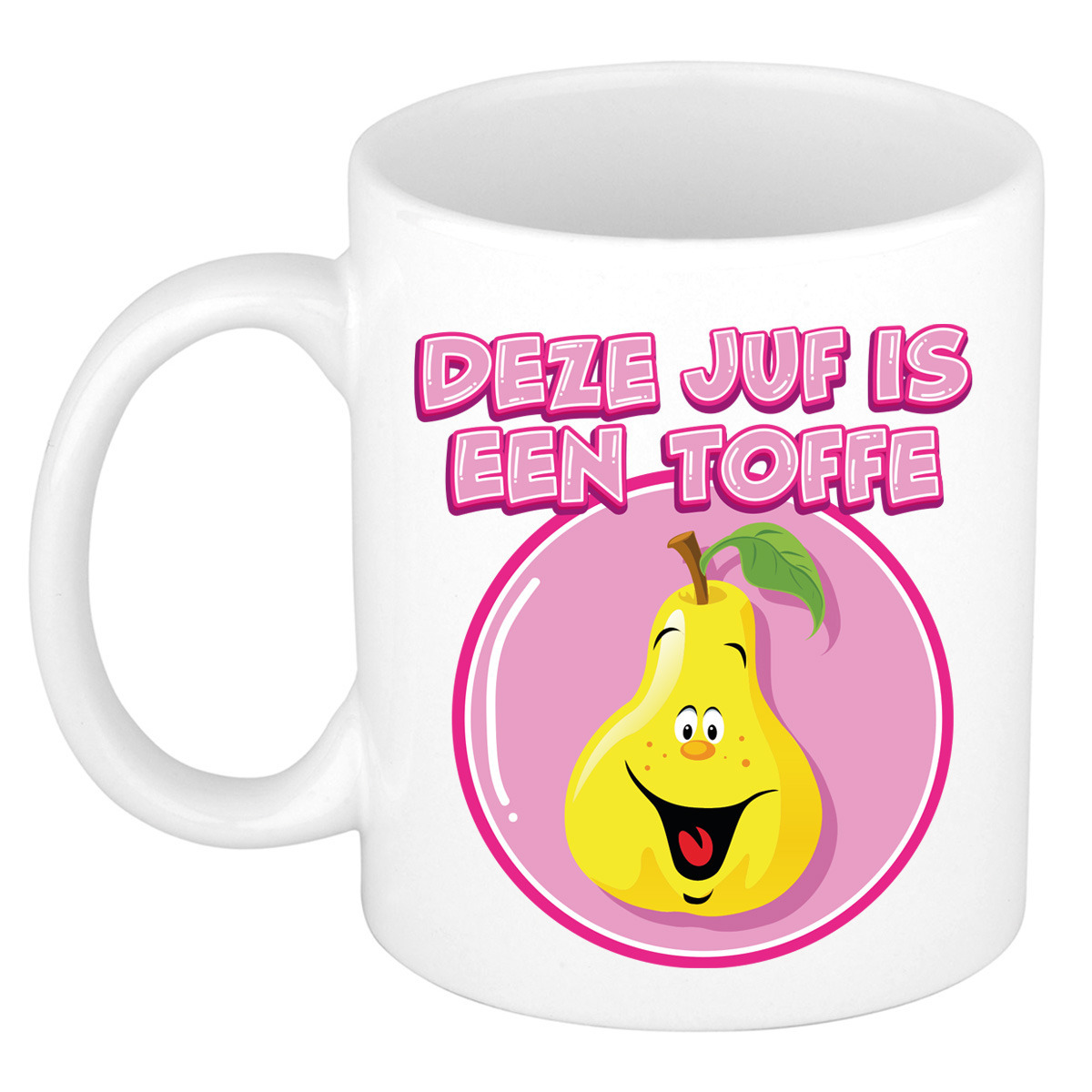 Cadeau koffie/thee mok voor Juf - wit - toffe Juf - keramiek - 300 ml