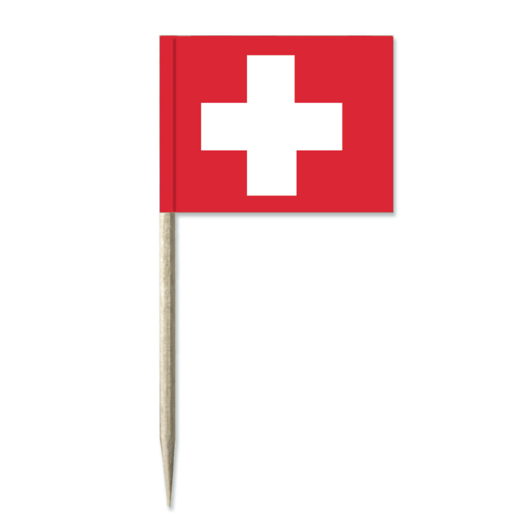 Cocktailprikkers vlag Zwitserland - 50x stuks - 8 cm vlaggetjes - landen decoratie - Prikkertjes