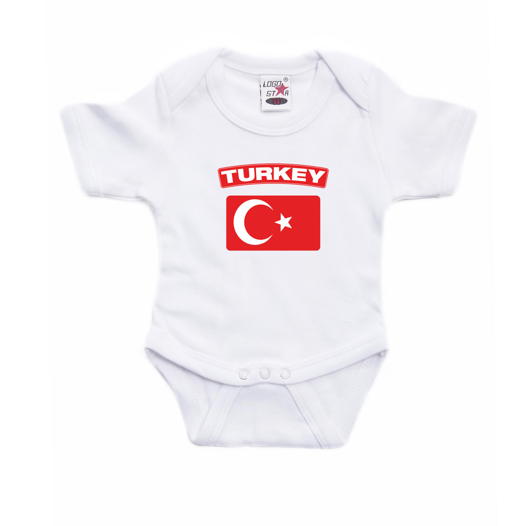 Turkey rompertje - met vlag Turkije - wit - voor babys - kraamcadeau