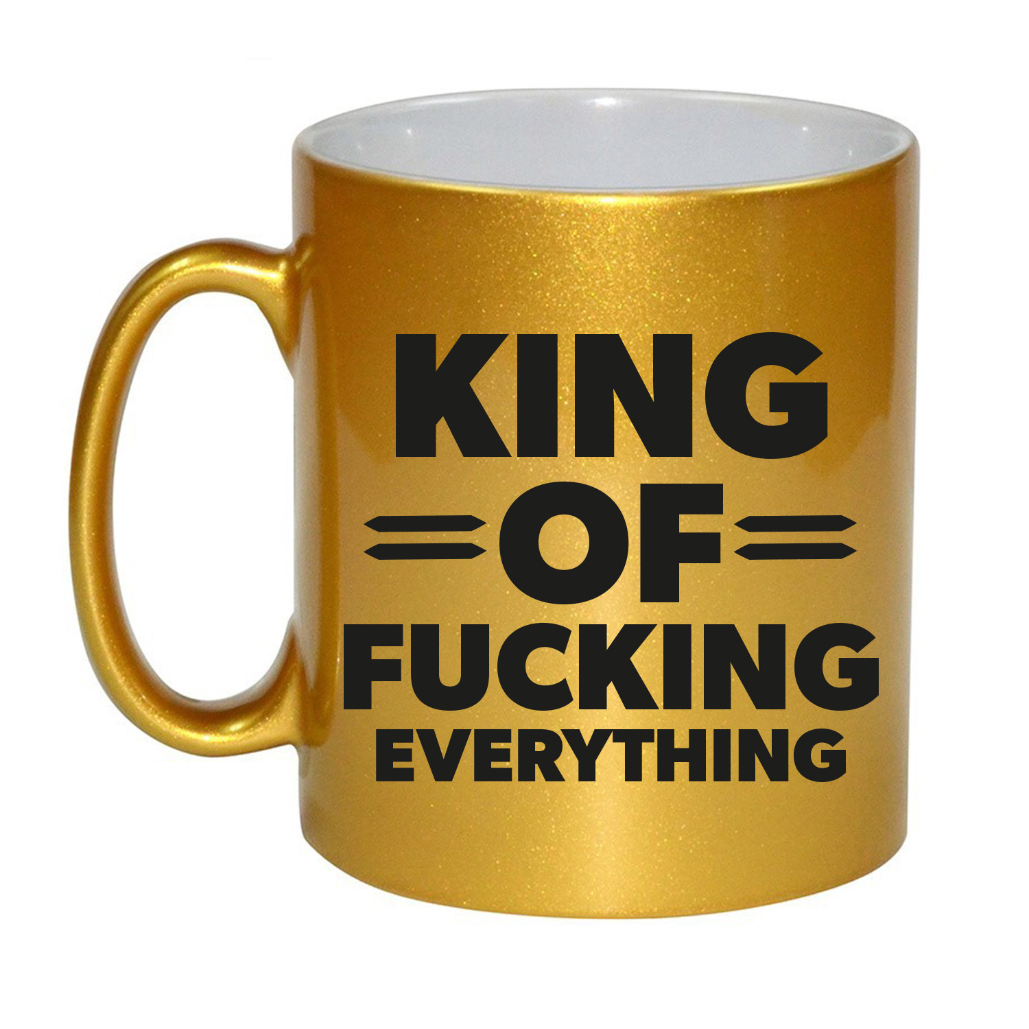 Feest cadeau koffie/thee mok voor King - goud - King of everything - keramiek - 300 ml