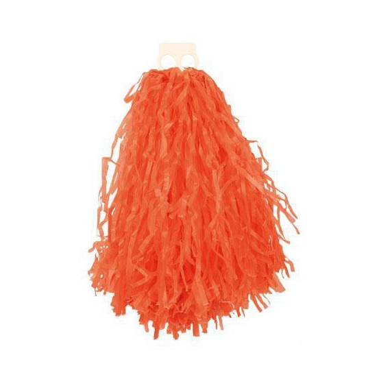 Cheerball - met ringgreep - oranje - 28 cm - pompom - Cheerleader verkleed accessoires