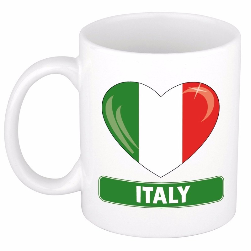 I love Hartje vlag Italie - Koffiemok - drink beker - 300 ml - supporters