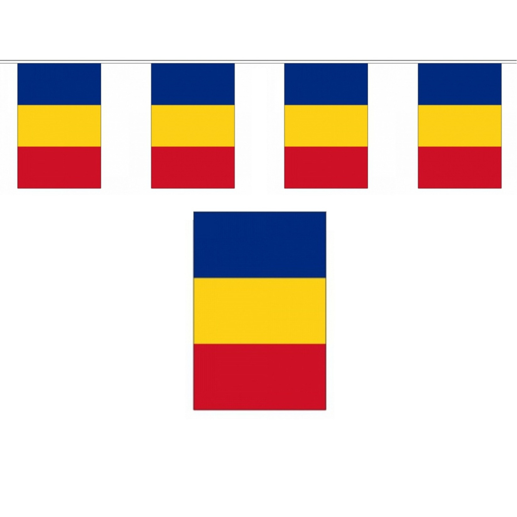 Roemenie vlaggenlijn - polyester stof - 900 cm - landen supporters feestartikelen - versiering