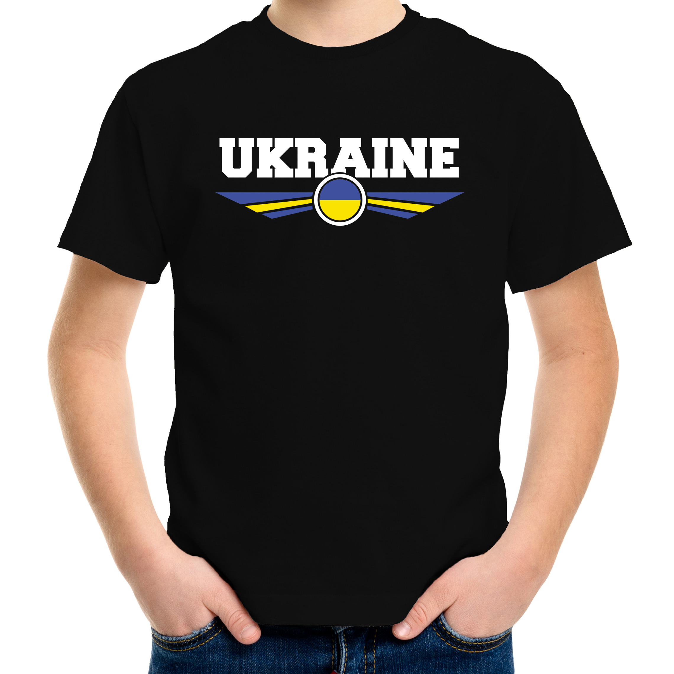 Oekraine / Ukraine landen t-shirt zwart kids