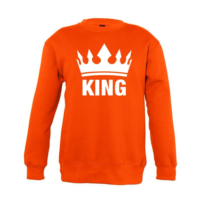 Oranje Koningsdag King sweater kinderen