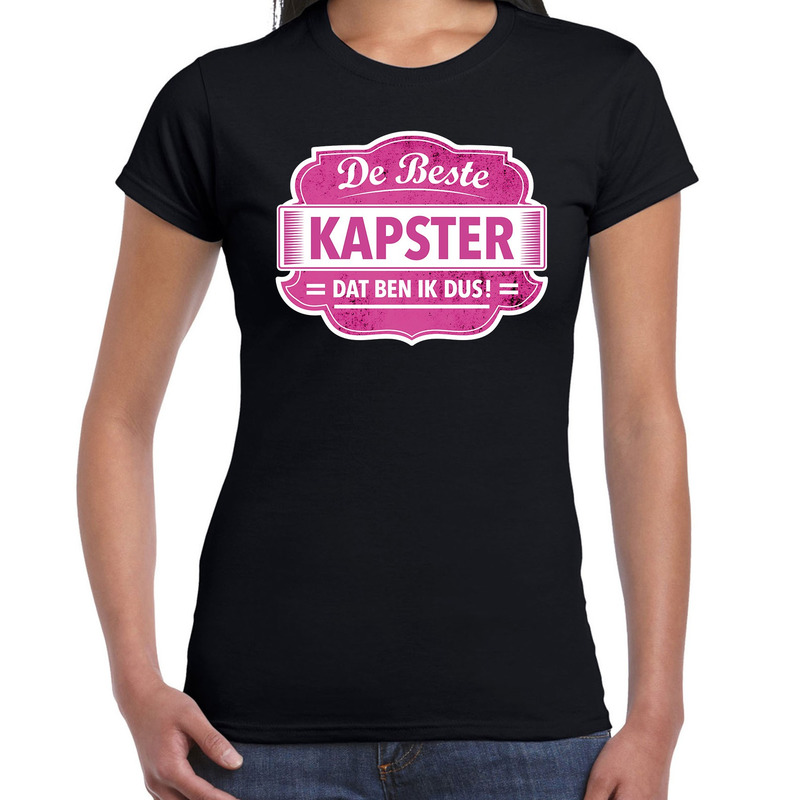 Cadeau t-shirt voor de beste kapster zwart voor dames