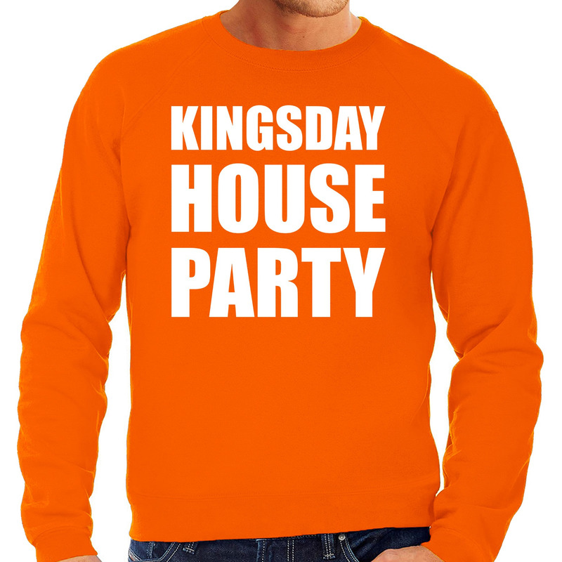 Koningsdag sweater Kingsday house party oranje voor heren
