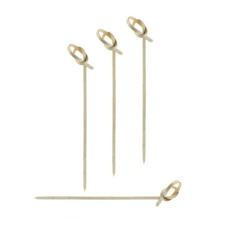 Bamboe hapjes prikkers - sticks/stokjes - 100x stuks - 9