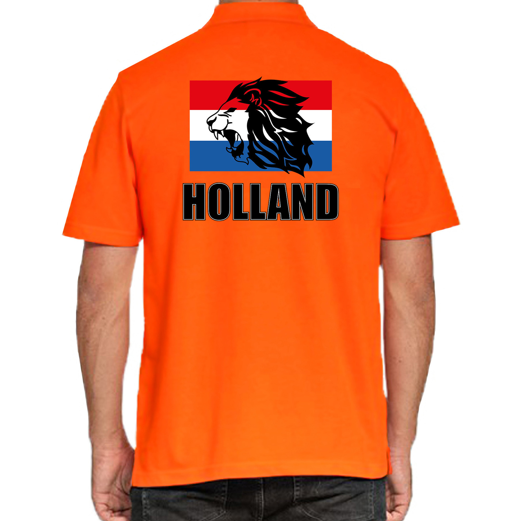 Holland met leeuw en vlag oranje poloshirt Holland / Nederland supporter EK/ WK voor heren