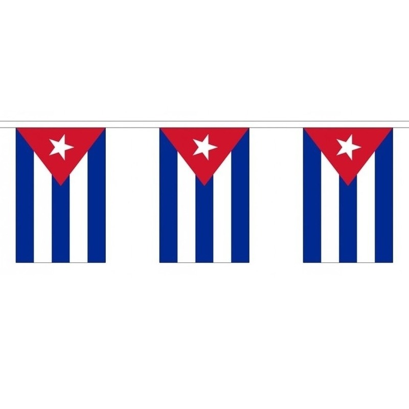 Feest vlaggetjes/vlaggenlijn - Cuba - 300 cm - slingers versiering - buiten/binnen - polyester