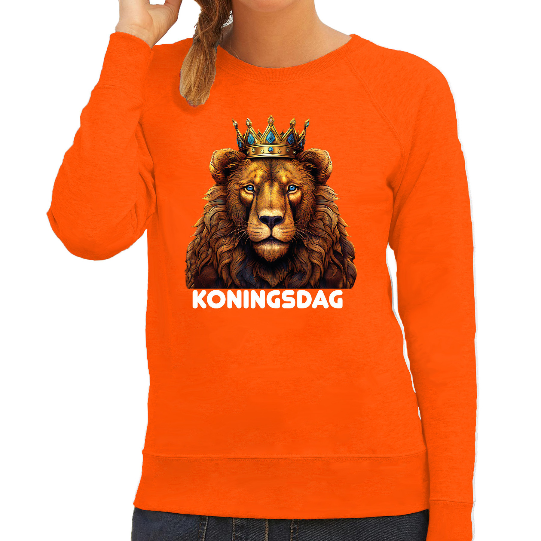 Koningsdag verkleed sweater leeuw - Koningsdag - oranje - dames