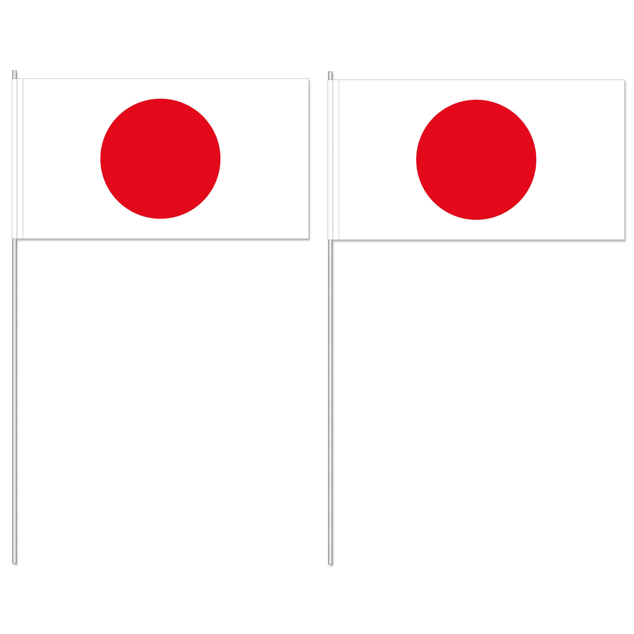 Zwaaivlaggetjes Japan - 50x - 12 x 24 cm - papier - landen versiering - supporters - stokje 40 cm