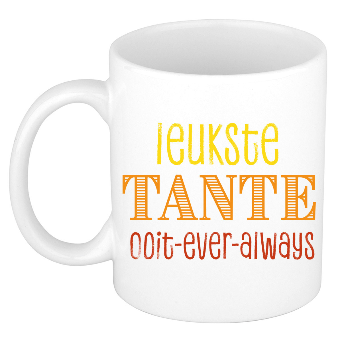 Cadeau koffie/thee mok voor tante - oranje - de leukste tante - keramiek - 300 ml