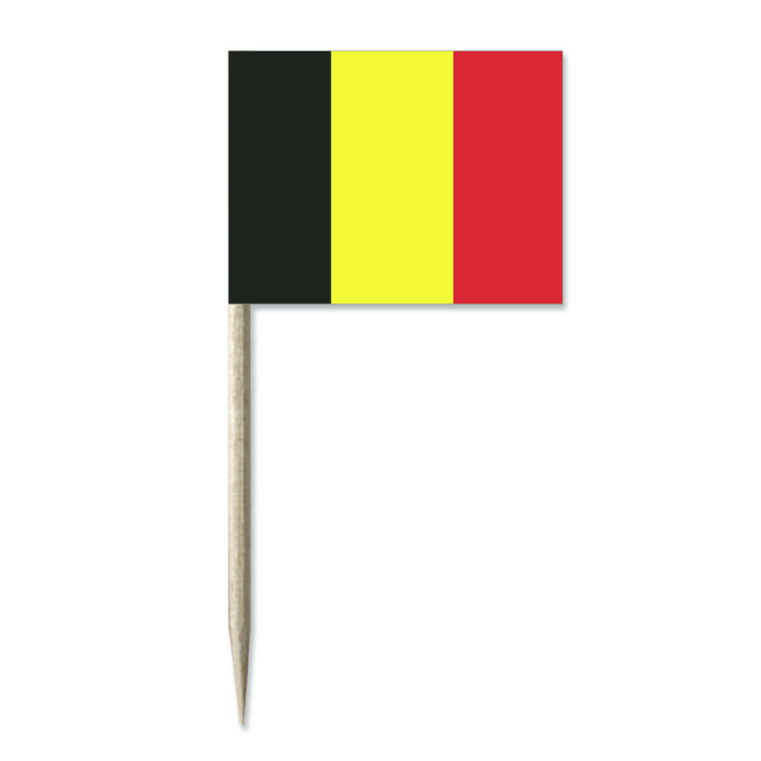 Cocktailprikkers vlag Belgie - 50x stuks - 8 cm vlaggetjes - landen decoratie - Prikkertjes