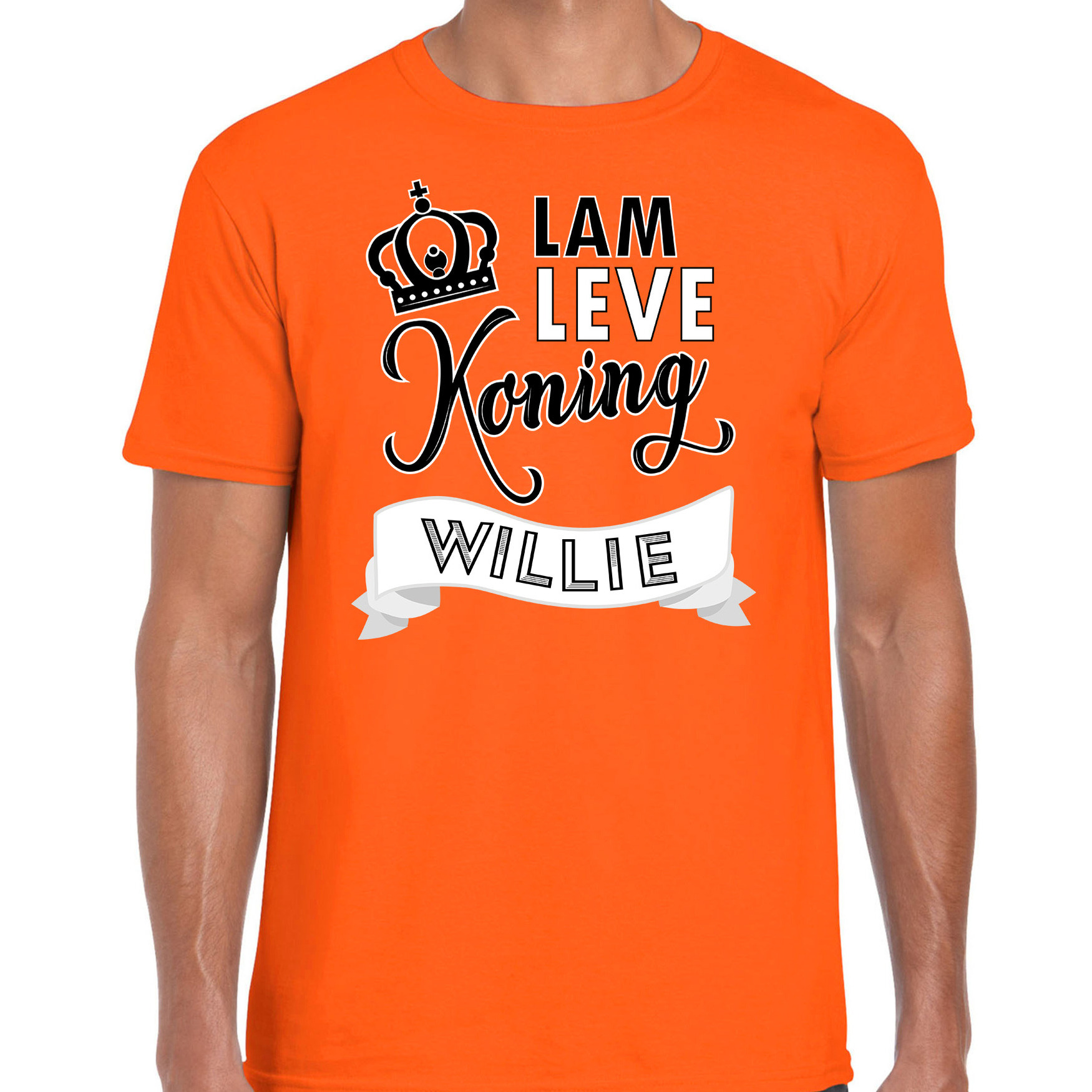 Oranje Koningsdag t-shirt - lam leve koning willie - voor heren