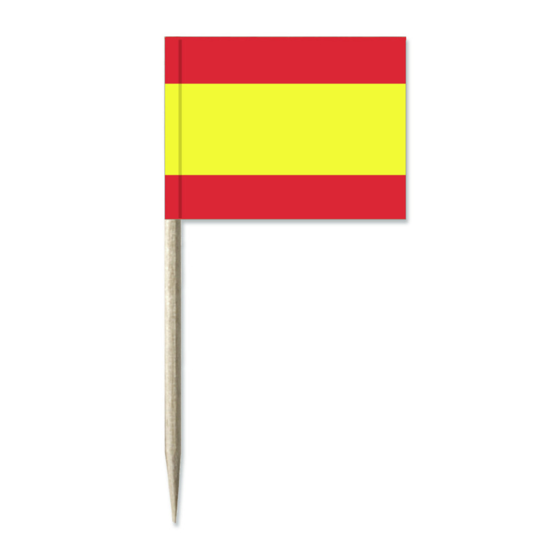 Spanje vlaggetjes mini prikkers - 50x stuks - 8 cm - Landen decoratie - papier - cocktailprikkers