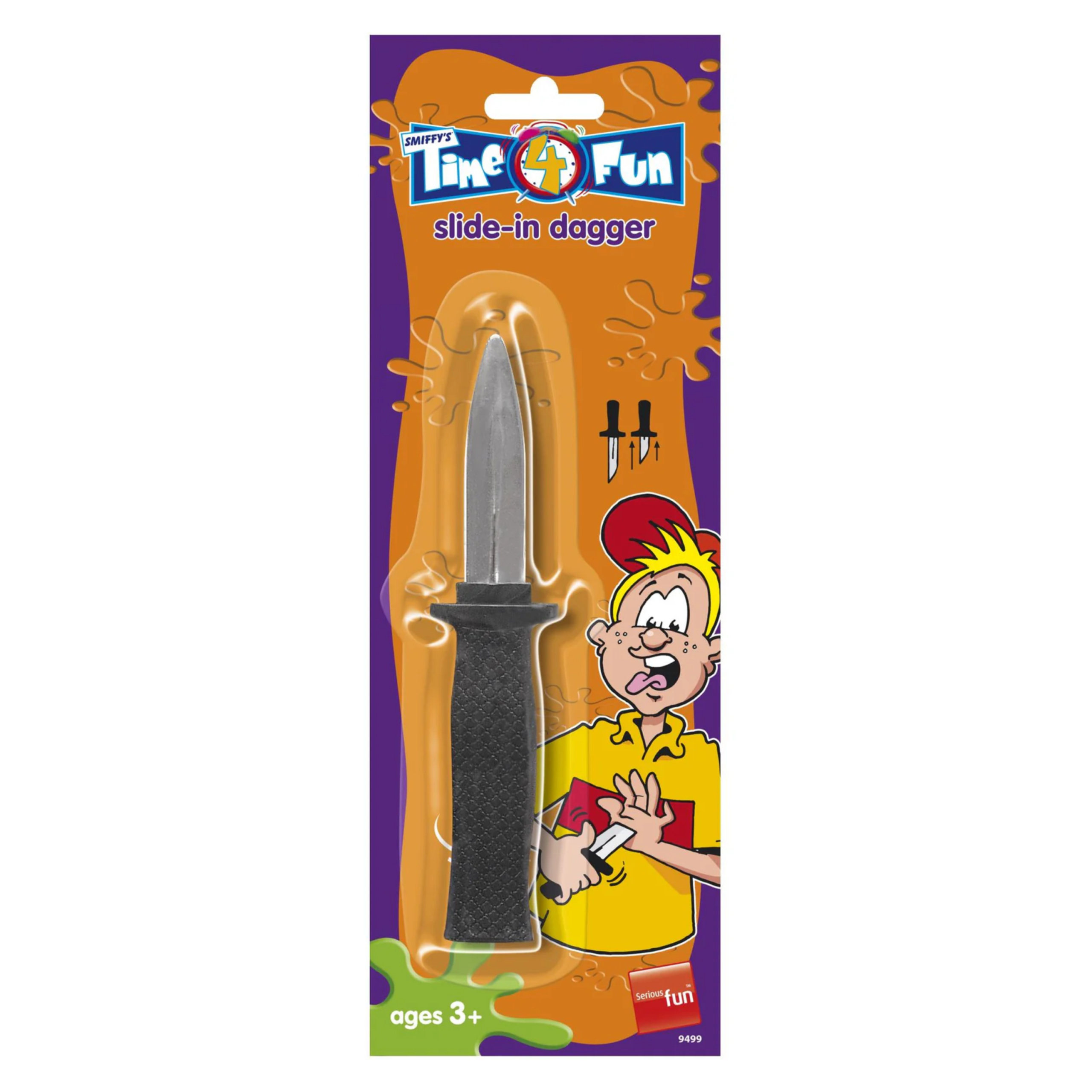 Inschuifbaar nep mes - 18 cm - plastic - fopmes - verkleedaccessoires