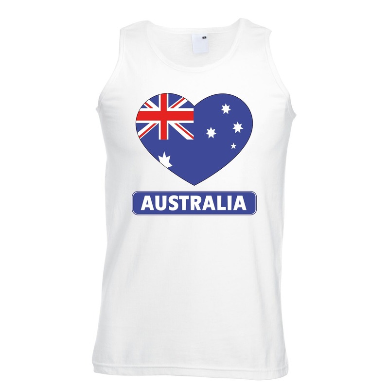 Australie hart vlag singlet shirt/ tanktop wit heren