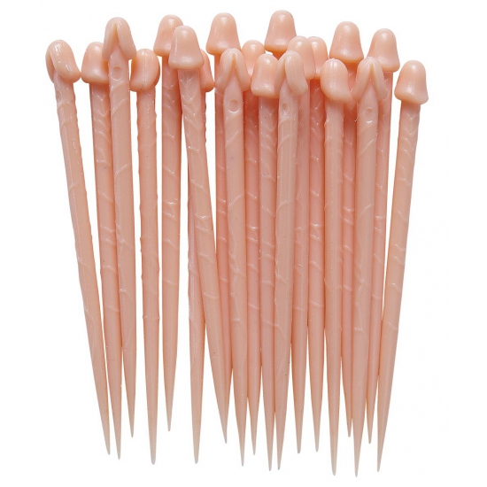 Vrijgezellen feest piemel tandenstokers ? 20x ? roze ? kunststof ? cocktailprikkers dames