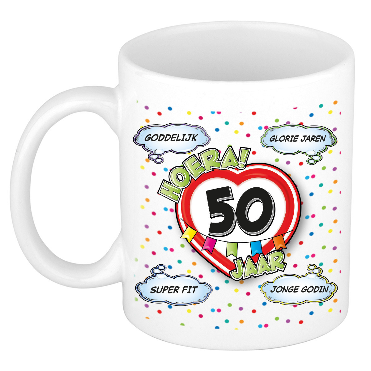 Verjaardag cadeau mok 50 jaar - wit - goddelijk - 300 ml - keramiek - Sarah