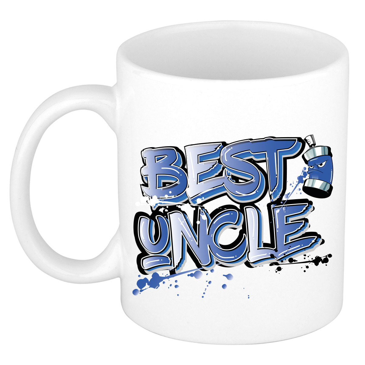 Cadeau koffie/thee mok voor oom - blauw - graffiti letters - de beste -?300 ml