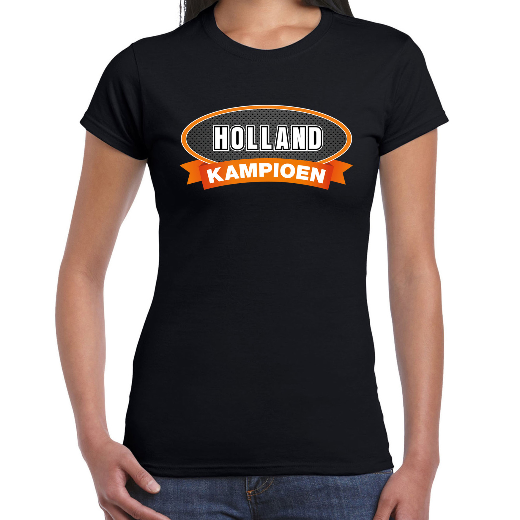 Holland kampioen t-shirt zwart voor dames