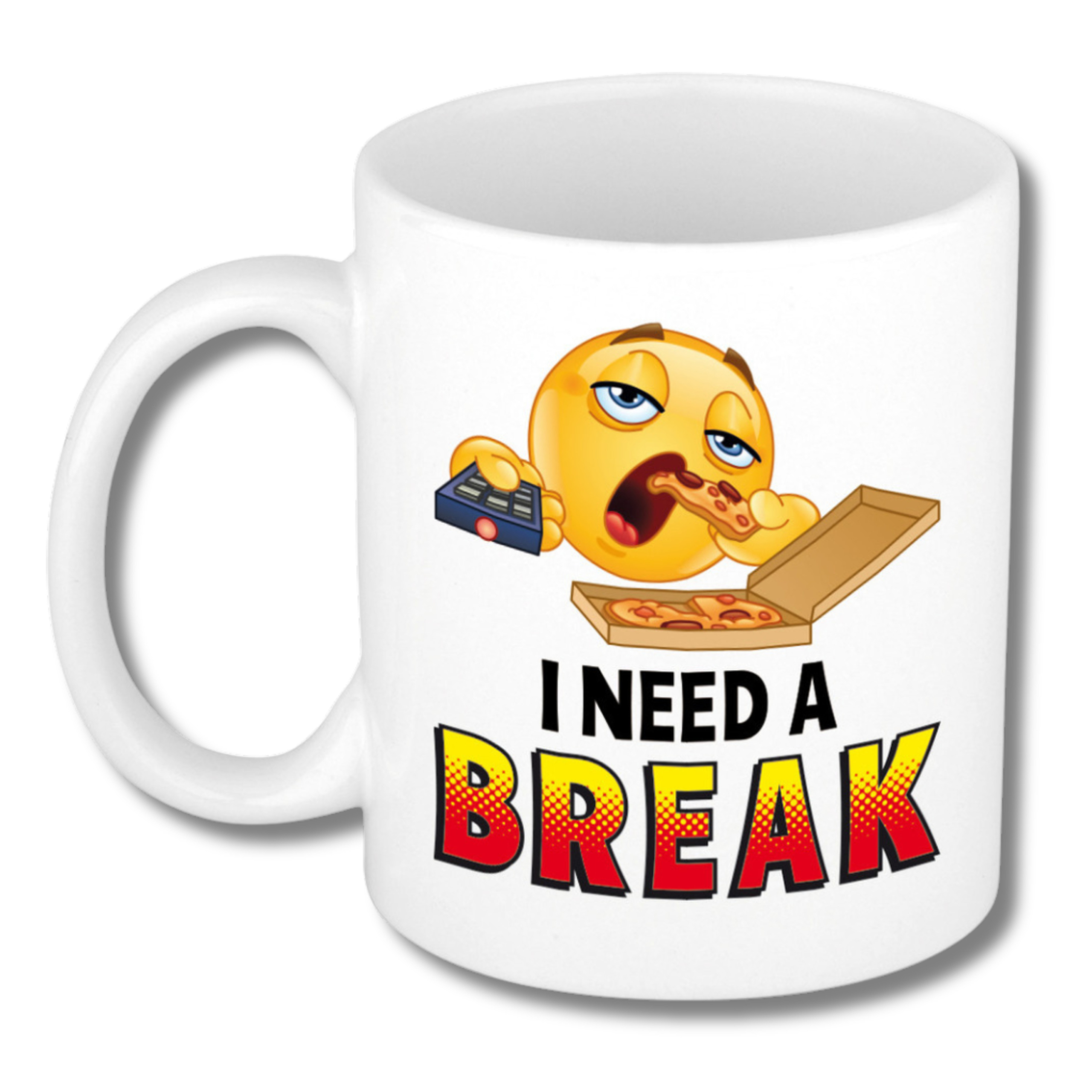 Collega Cadeau Koffiemok - wit - I need a break - 300 ml - Kantoorhumor serie
