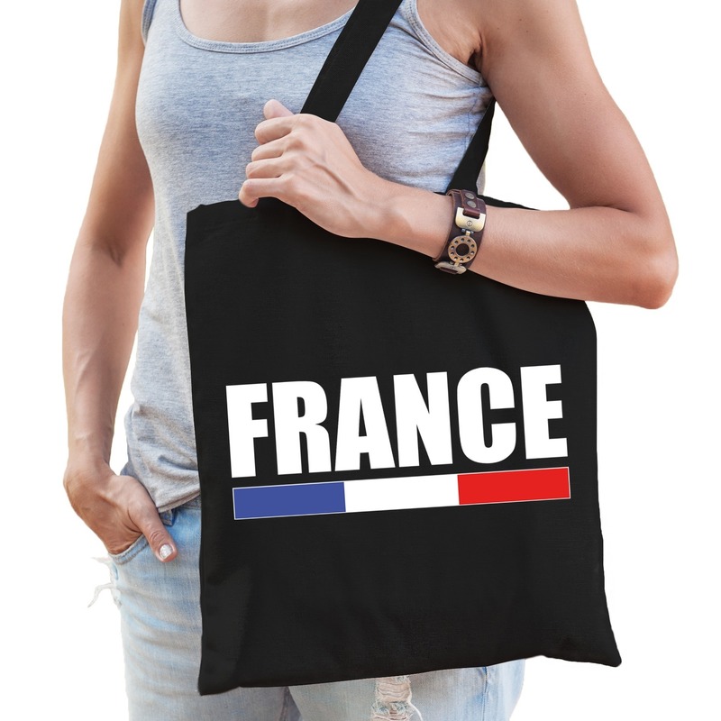 Katoenen Frankrijk supporter tasje France zwart