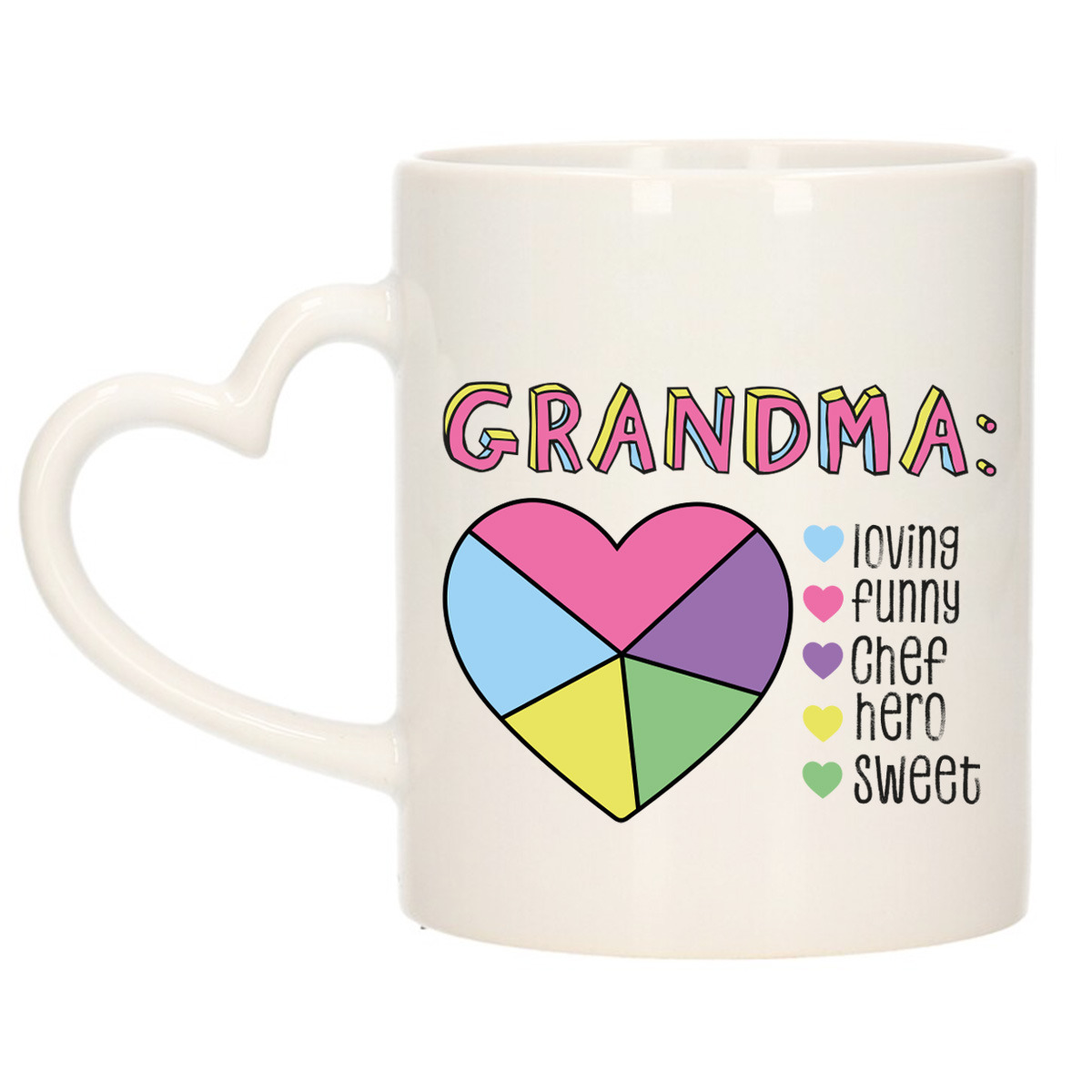 Cadeau koffie/thee mok voor Oma - hartjes oor - lieve woorden - keramiek - 300 ml
