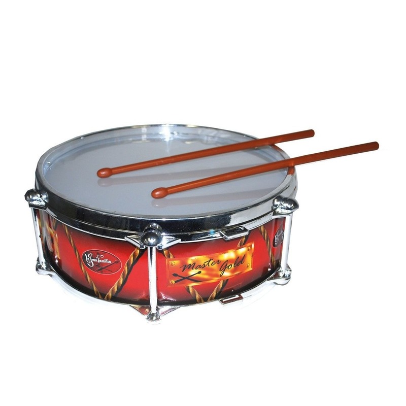 Rood drumstel met drumstokjes - D32 cm - kunststof - verkleed speelgoed