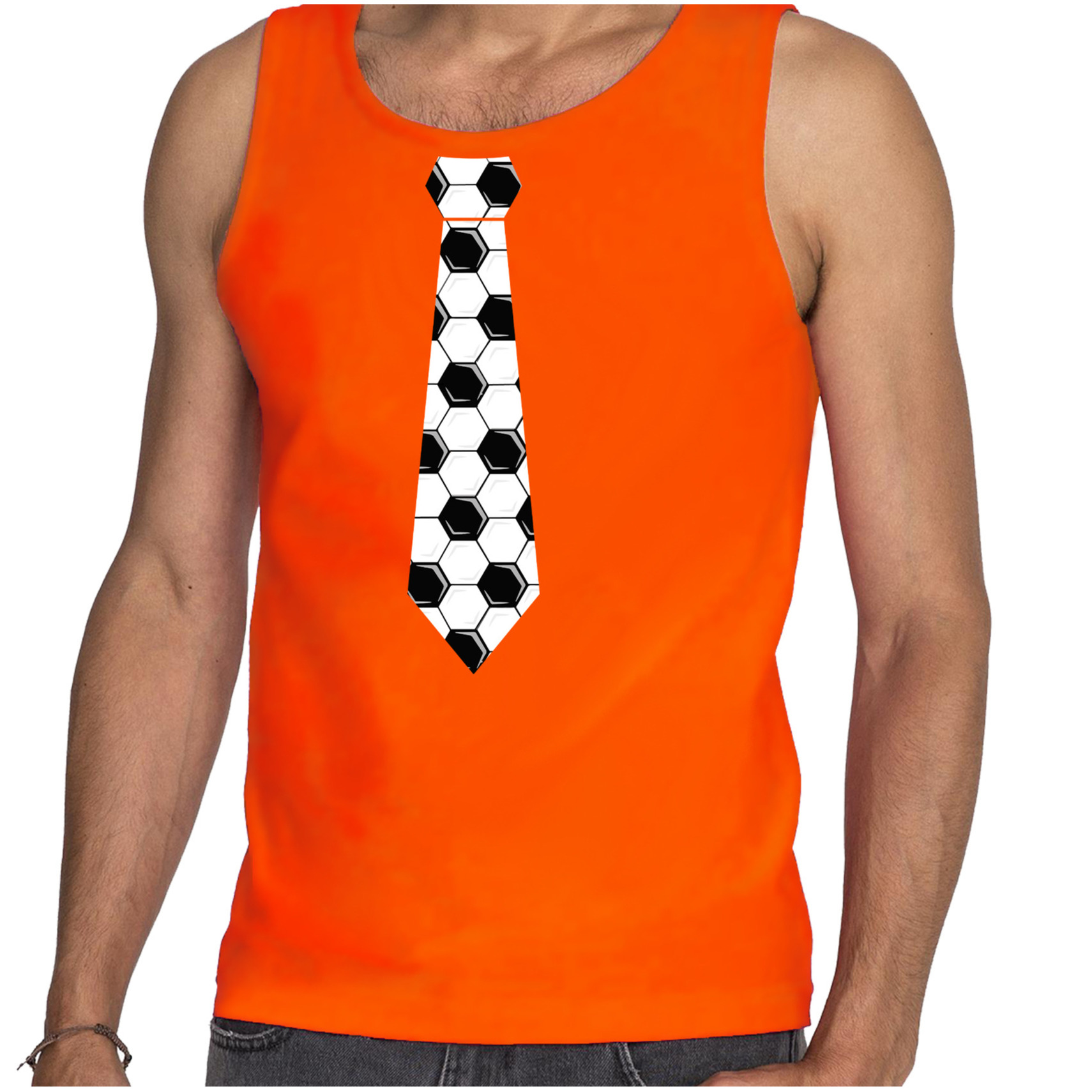 Tanktop voetbal stropdas Holland / Nederland supporter EK/ WK oranje voor heren