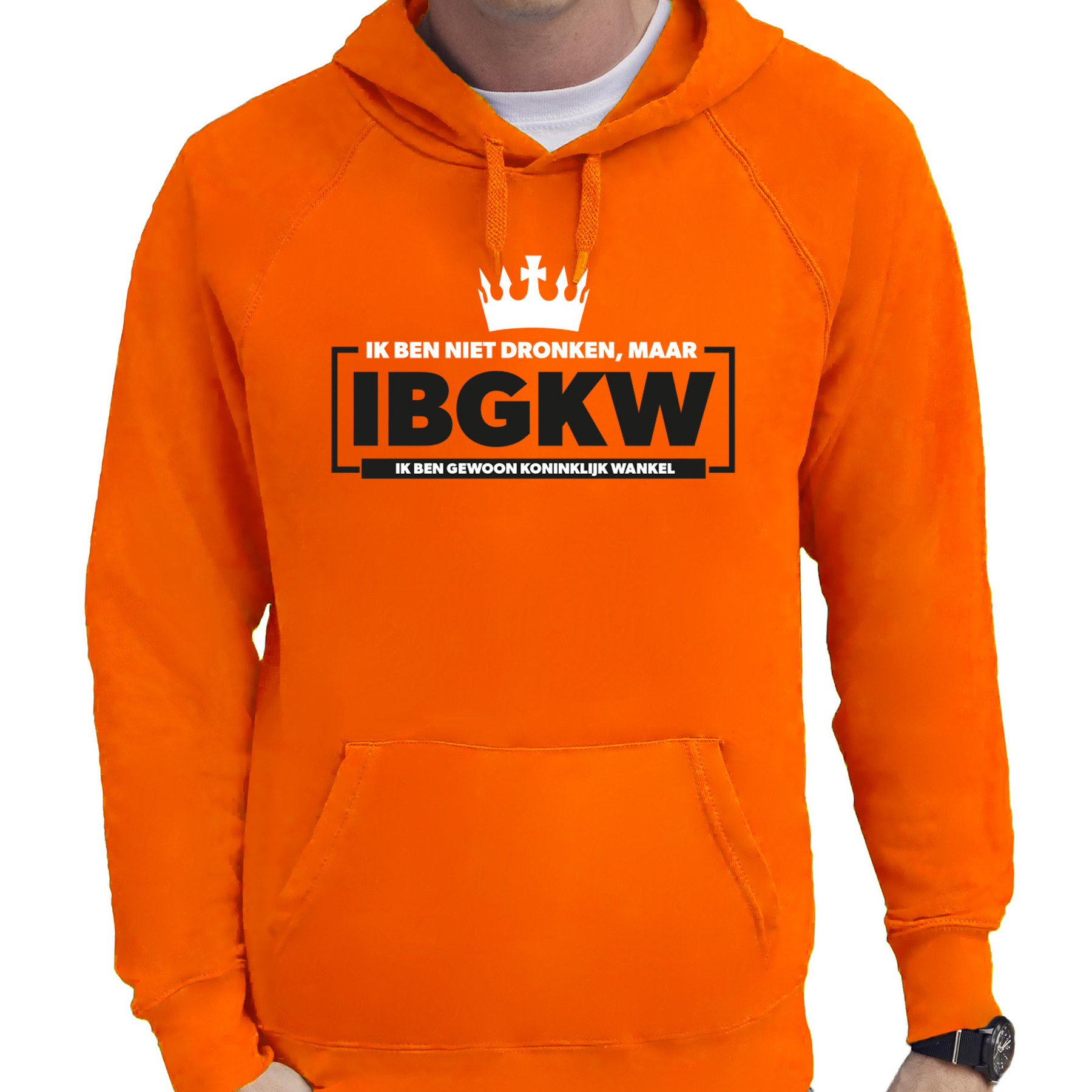 Koningsdag verkleed hoodie heren - ik ben niet dronken - oranje