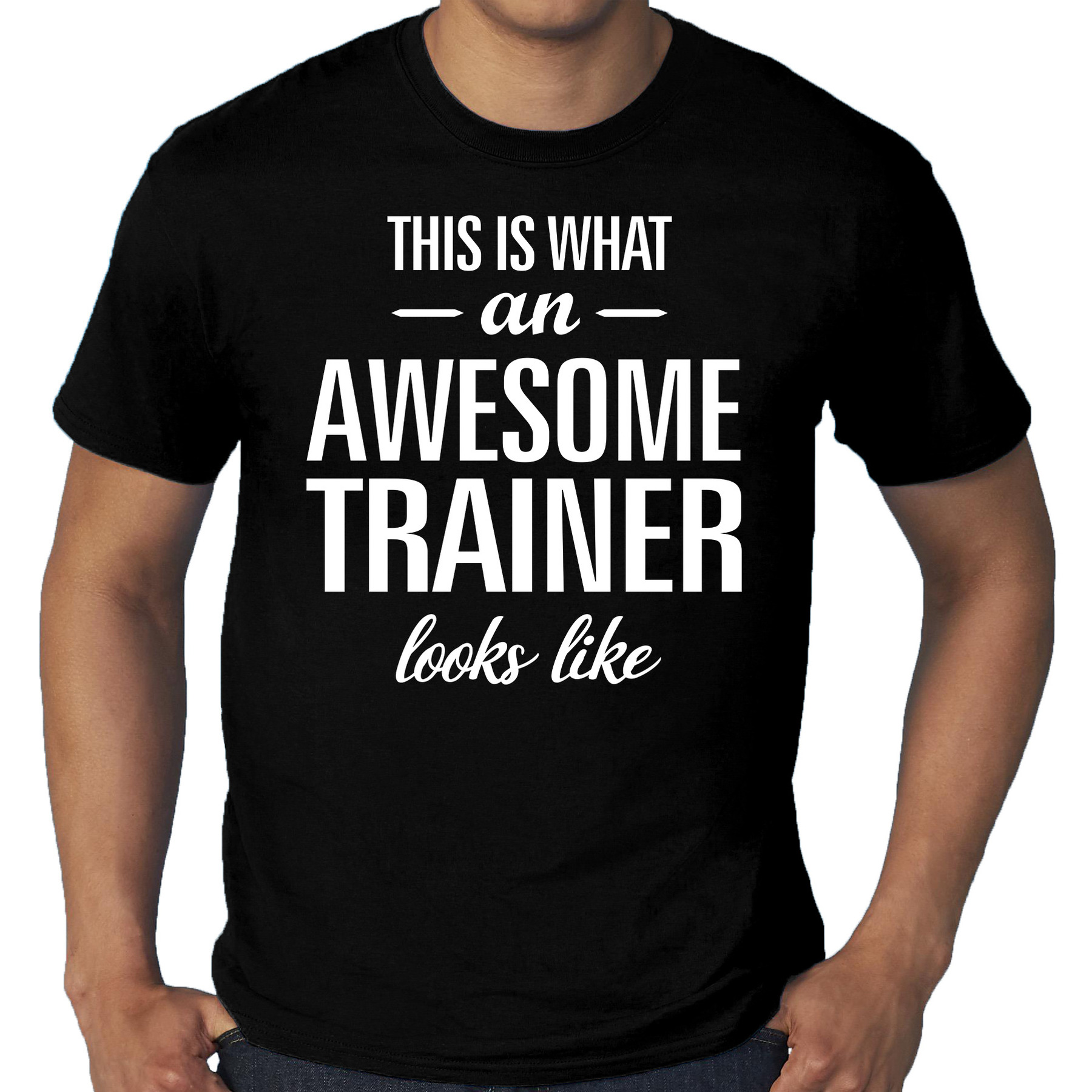 Grote Maten Awesome / geweldige trainer t-shirt voor heren zwart