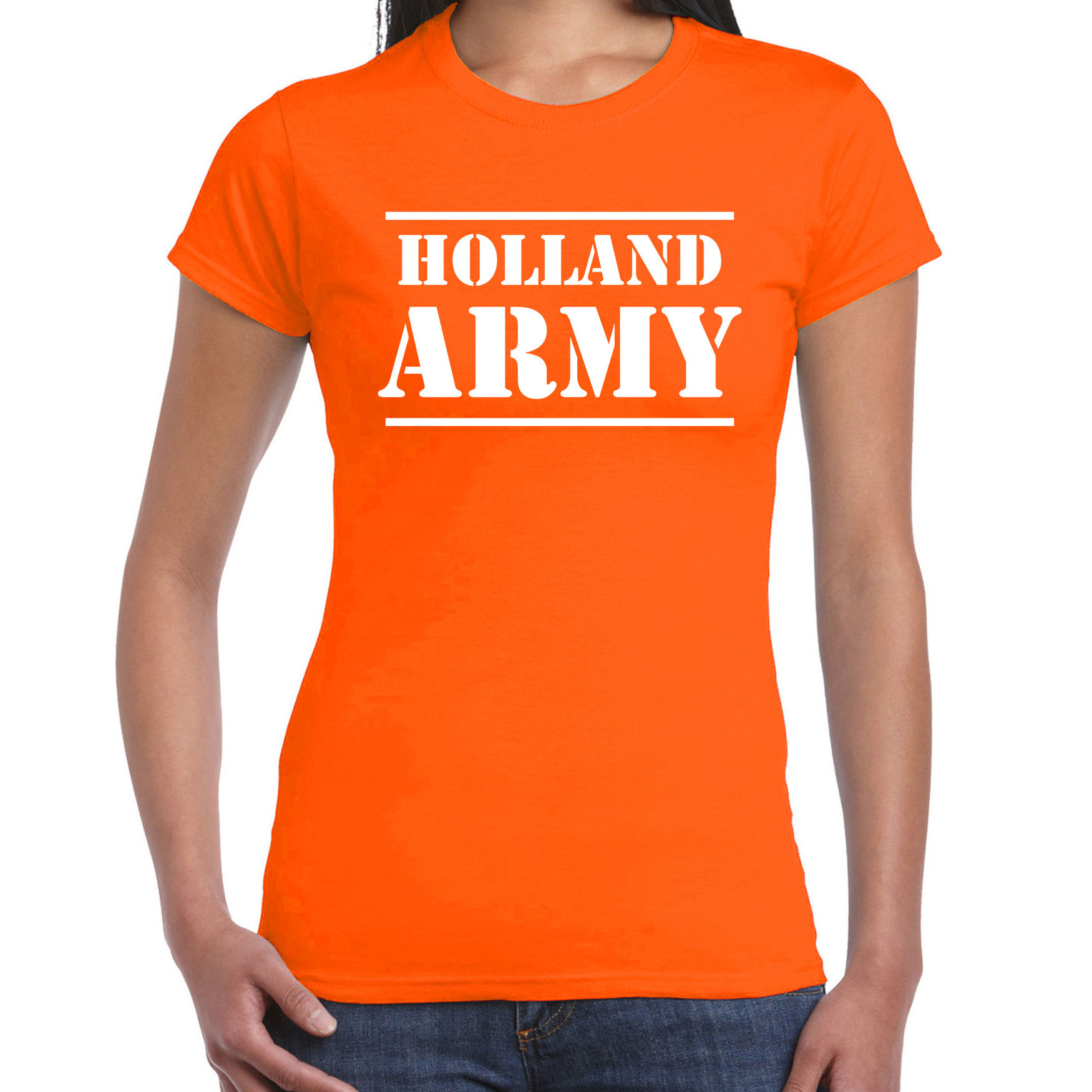 Holland army/Holland leger supporter/fan t-shirt oranje voor dames - EK/WK/Race