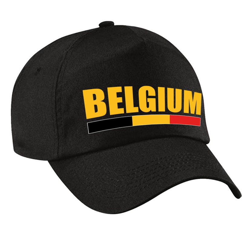 Belgium supporter petje - baseballcap vlag Belgie - zwart - kinderen - klitteband