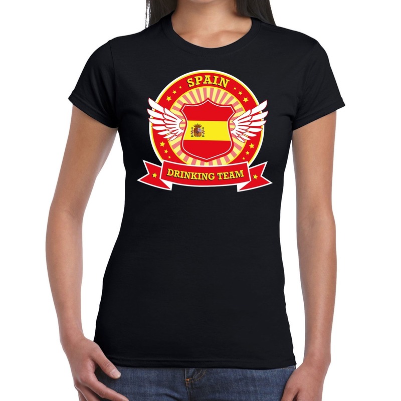 Zwart Spain drinking team t-shirt dames